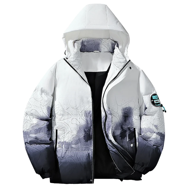 Зимний новый мужской костюм с хлопковой подкладкой и капюшоном толстый теплый