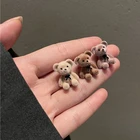 Корейские забавные плюшевые серьги-гвоздики, милый лук, медведь, изящная Серьга для женщин, девушек, Мультяшные животные, ювелирные изделия