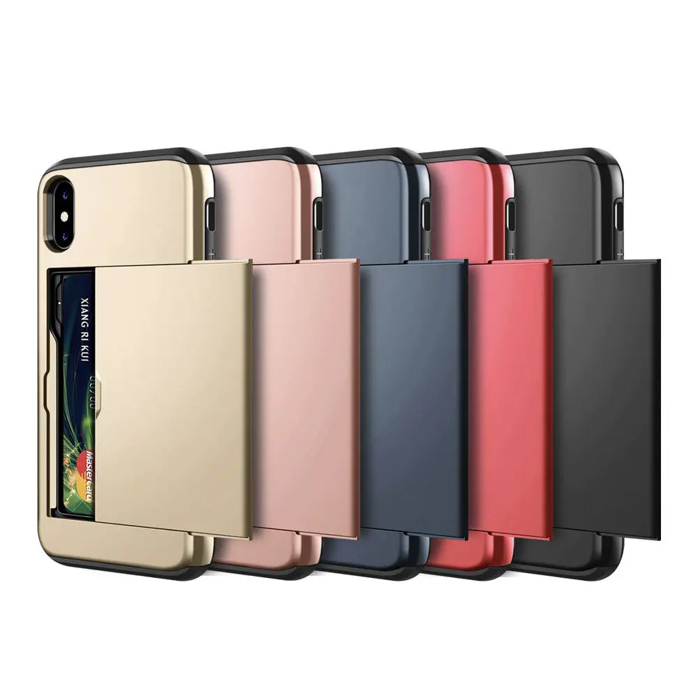 Business Cases For iPhone 14 13 Pro Max 12 11 X XS XR Slide Armor Wallet Card Slots Cover for iPhone 7 8 Plus 6 6s 5S SE 2022