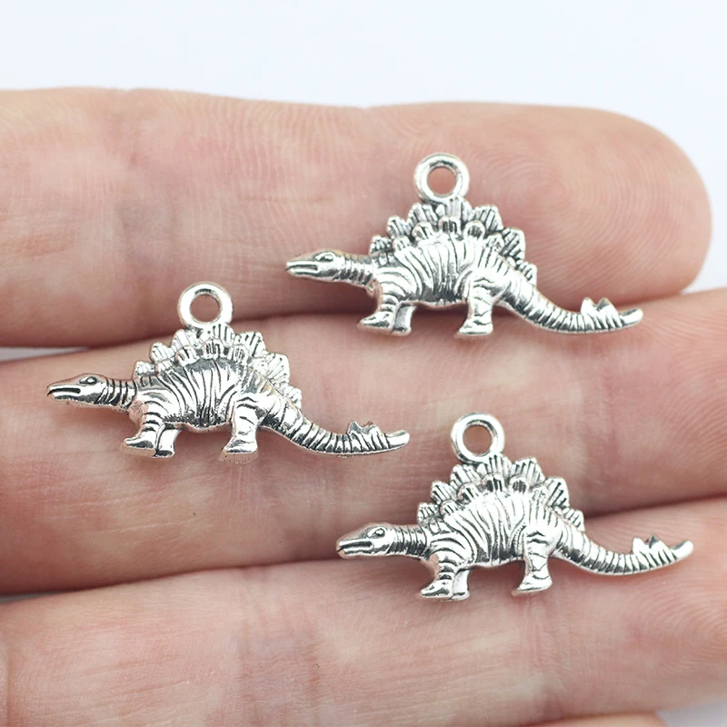 Newest 10Pieces 14*27mm Mixed Alloy Antique Silver Color Ancient Dinosaur Charms Pendant Accessory For DIY Jewelry Making
