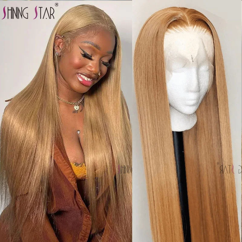 Dritto #27 Parrucca Anteriore In Pizzo Biondo Miele Capelli Umani 150 180 Densità Parrucche Frontali In Pizzo 13X 4 Colorate Brasiliane Per Le Donne I