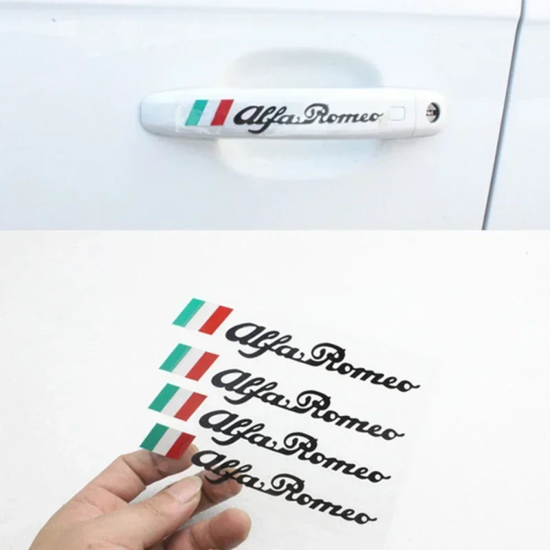 Фото 4 шт., наклейка на дверную ручку автомобиля для Alfa Romeo Logo Mito 147 156 159 166 GT Giulietta Spider, авто эмблема, значок, аксессуары №2