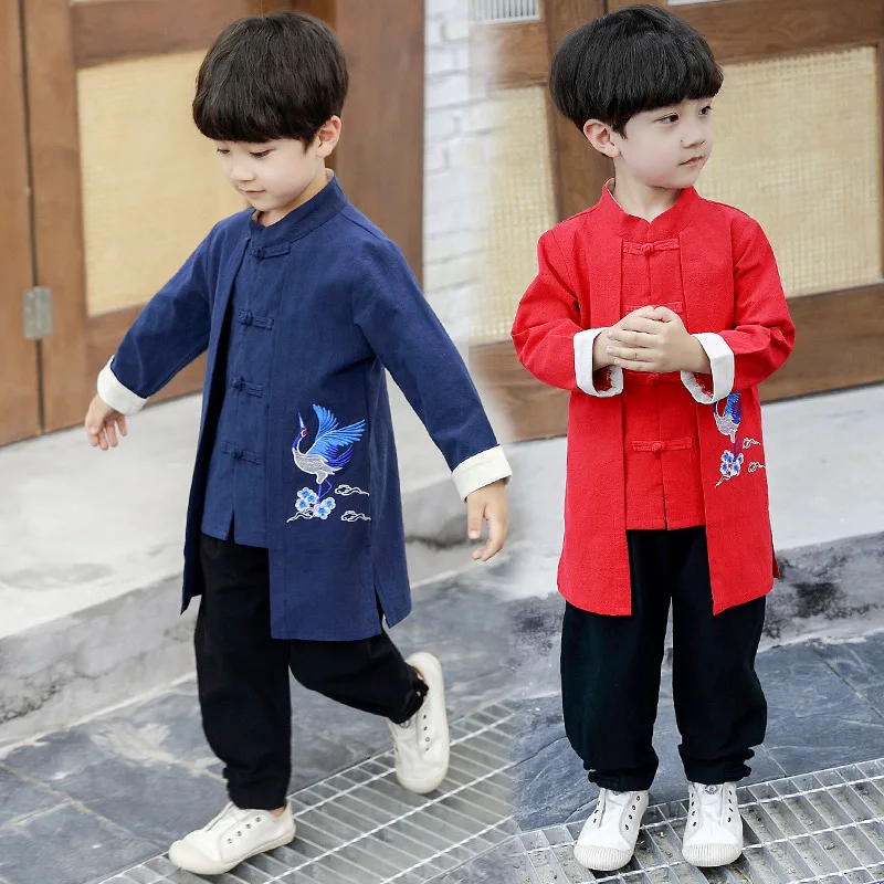 

Boys' Spring And Autumn Suit Thin Children's Han Suit Men's Ancient Chinese Style National Costume Tang Suit Baby Spring And
