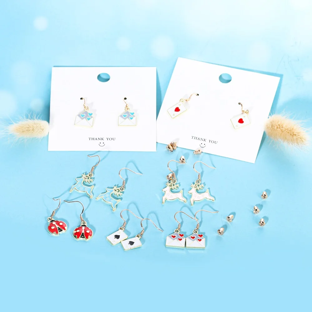 

Earrings For Women Fashion 925 Silver Drop Earrings Heart Elk Animal Flower Moon Stars Simple Cool Cute Jewelry Girls Gift