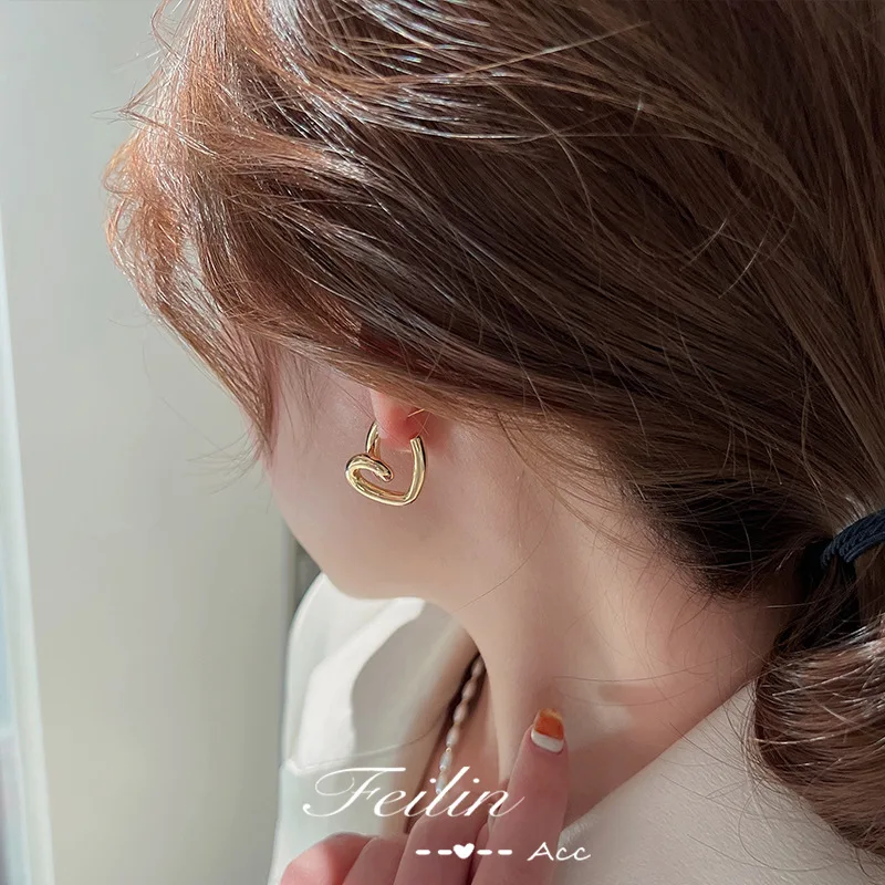 

FMILY Minimalist 925 Sterling Silver Line Love Earrings Fashion OL Commuter Personality Hip-hop Jewelry for Girlfriend Gift