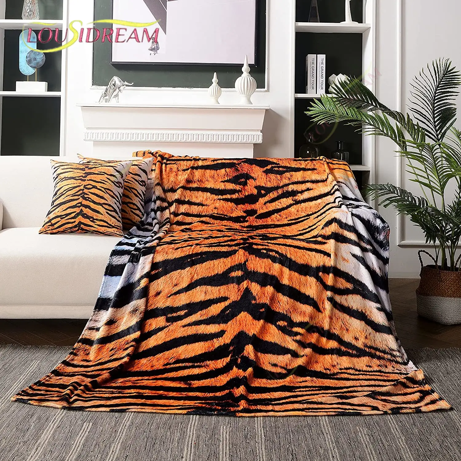 

Very Soft Tiger Print Blanket Warmth Soft Plush Throw Blanket Bedspread Sofa Suitable for Living Room Bedroom Warm Blanket