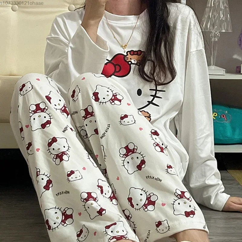 Kawaii Sanrio Hello Kitty пижамы Pochacco аниме мультфильм студенты осень зима полиэстер с