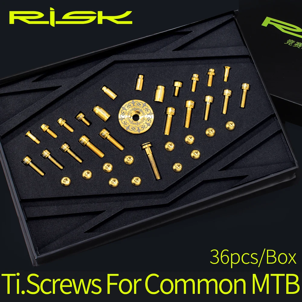 

Risk 36pcs MTB Bike Bolts Set Stem Cap Disc Brake Rotor Fixed Screw Presta Valve Water Bottle Holder Bolt Bicycle Screws Kit