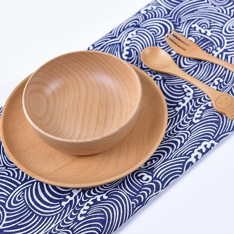 

Simple beech wood bowl household bowl soup noodle bowl salad bowl whole Japanese-style wooden bowl original soup