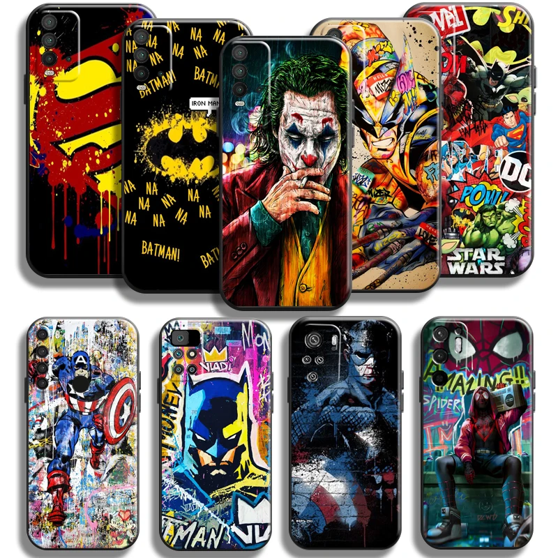 

Marvel Street Graffiti For Xiaomi Redmi Note 10 10S 10T 9 9S 9T 5G 8 8T Pro Case For Redmi 10 9 9T 9A 9C 8 8A Phone Case Black