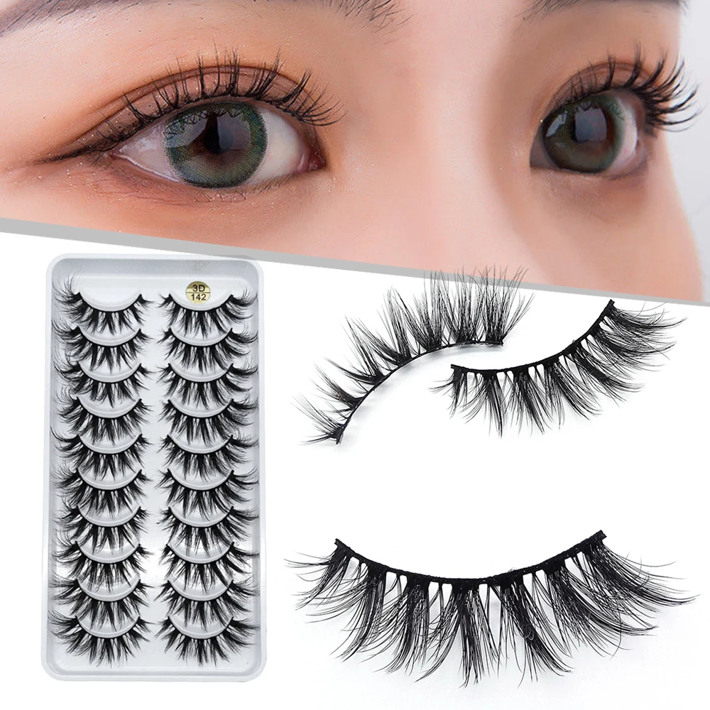 

Lashes 10 Pairs 3d Faux Mink Lashes Fluffy Soft Wispy Volume Natural Long False Eyelashes Eyelashes Reusable Eyelash Makeup Tool