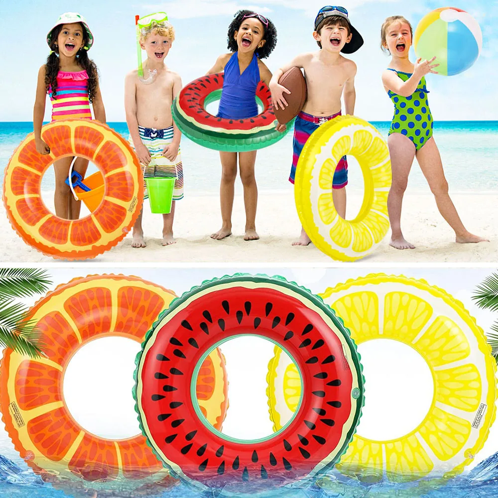 

Fruit Pool Float Watermelon Orange Lemon Swim Tube Ring Inflatable Swim Pool Party Inner Tube for Kids 3 Style
