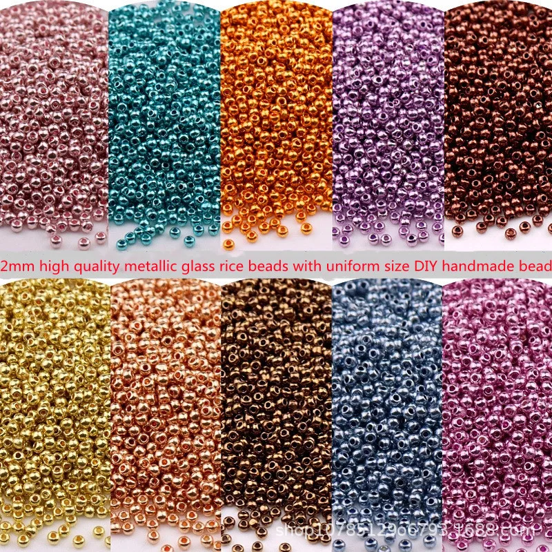 2022New1000cps2mm гальванизированные рисовые бусины равномерные 11/0 металлические