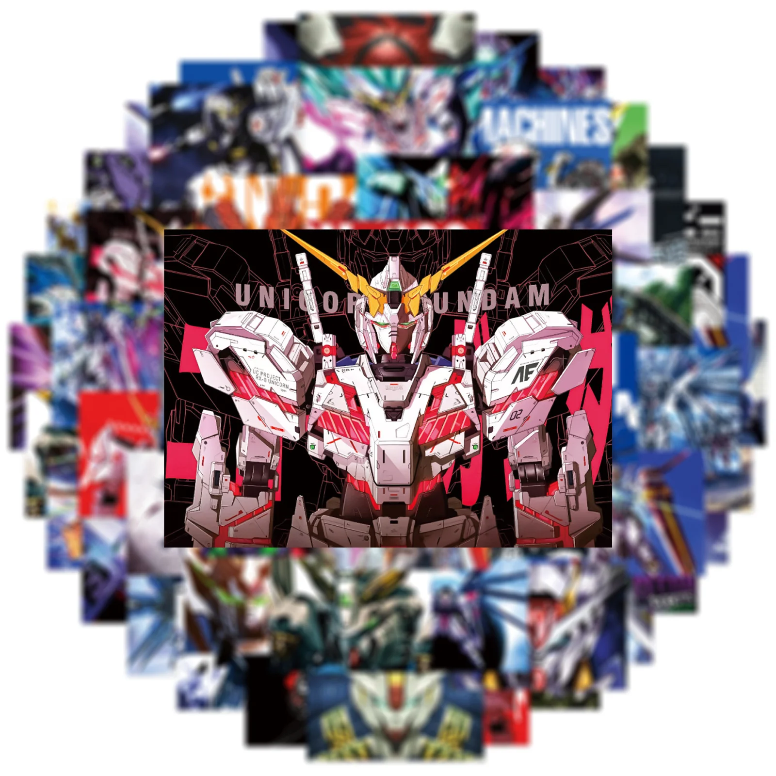 

50 pieces BANDA Mobile suit sticker GUNDAM Poster Waterproof sticker Computer Guitar Luggage Decoration Sticker for boys