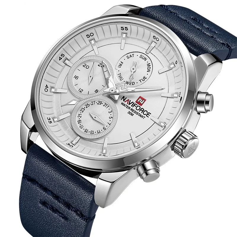 

Mens Watches NAVIFORCE 9148 Fashion Leather Sport Wristwatch Top Brand Luxury Waterproof 24 hour Date Quartz Clock Relogio