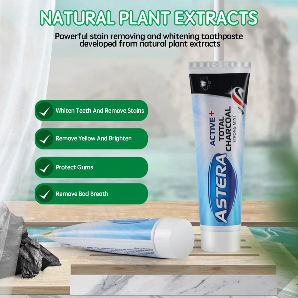 Отбеливающая зубная паста ASTERA удаляет пятна уменьшает пожелтение ухаживает за