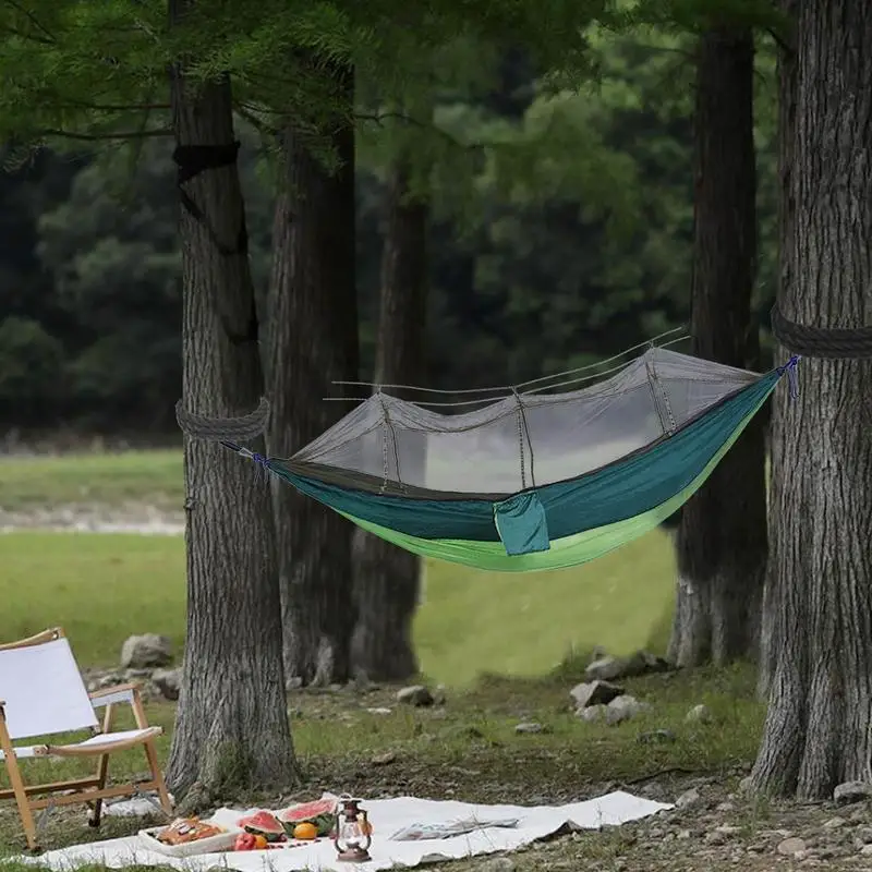 Туристический гамак с москитной сеткой легкая ткань из парашютной ткани высокой
