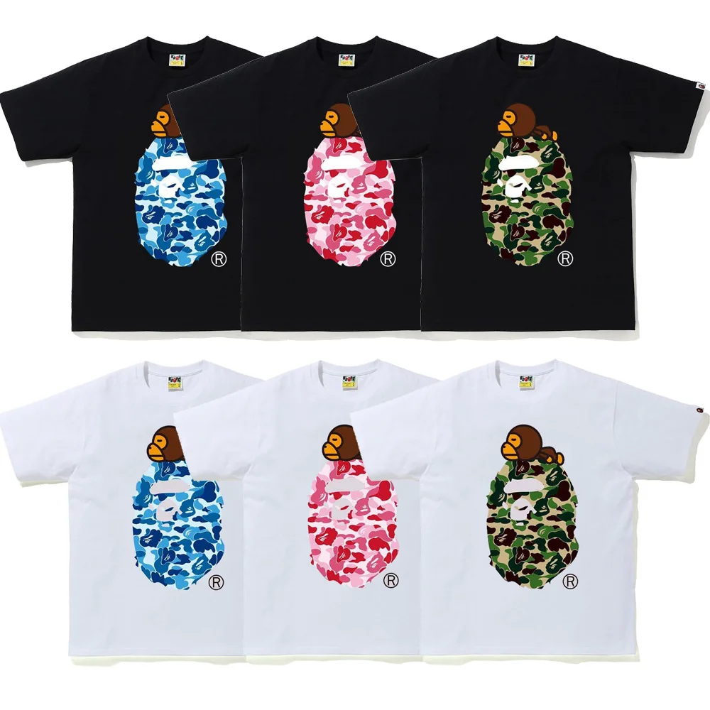 

BAPE 100% Cotton Short Sleeve Tshirt Boys Girls 2022 Fashion High Quality Round Neck Casual Hip Hop T-Shirt Camisetas 티셔츠