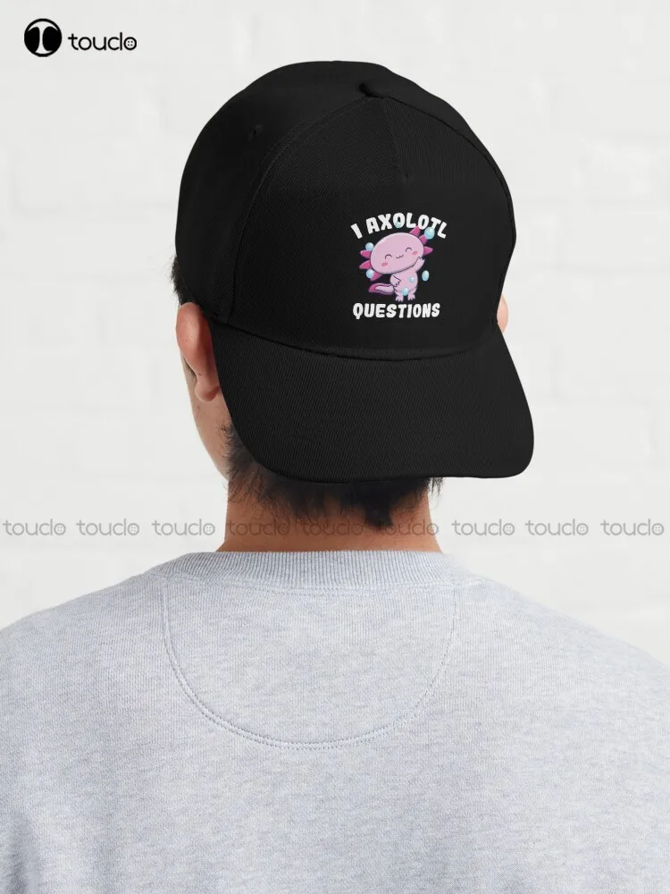 

I Axolotl Questions Baseball Cap Mens Hats And Caps Outdoor Climbing Traveling Denim Color Street Skateboard Harajuku Denim Caps