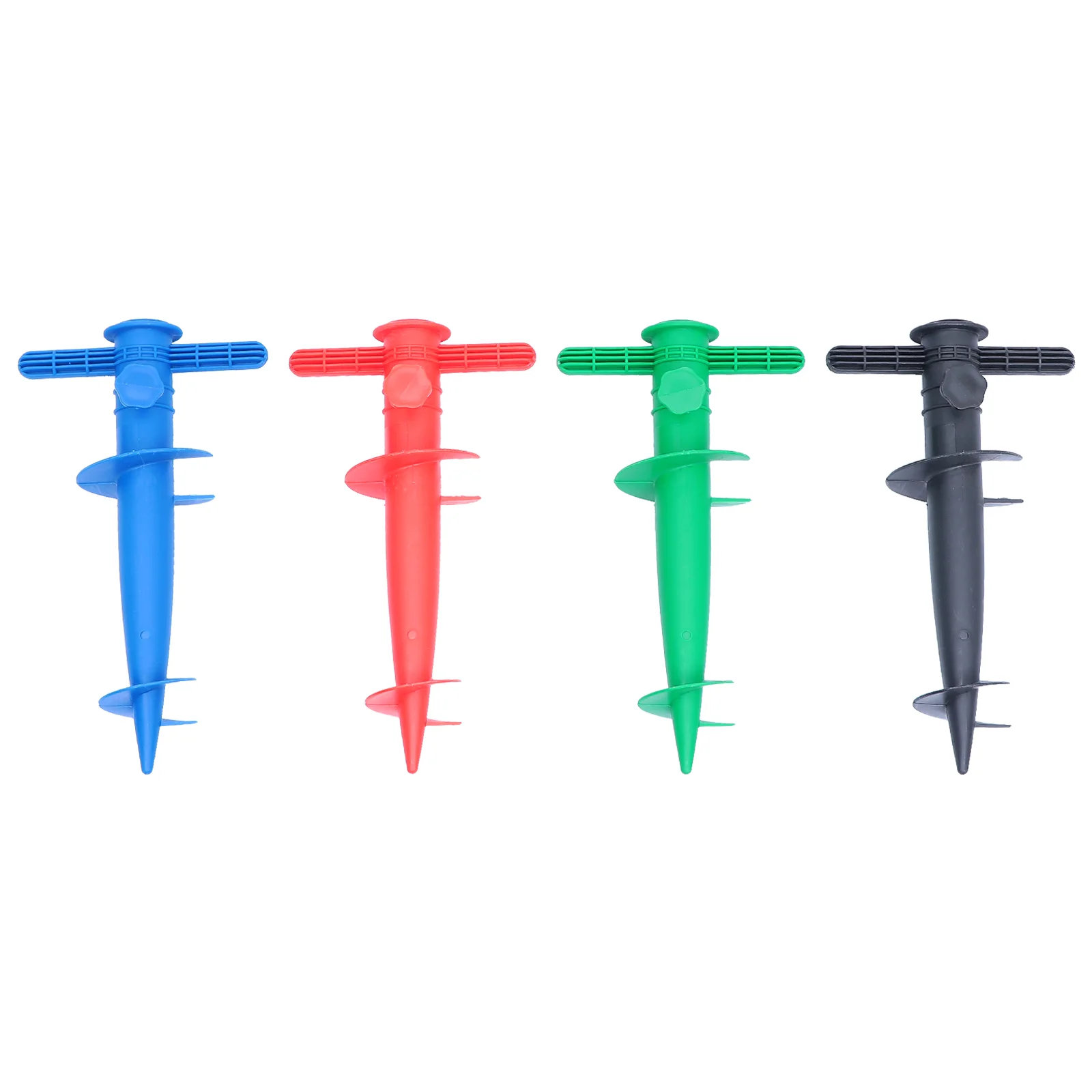 

4 Pcs Beach Umbrella Plastic Stand Outdoor Bases Spiral Sand Anchor Flag Pole Ground Spike Stake
