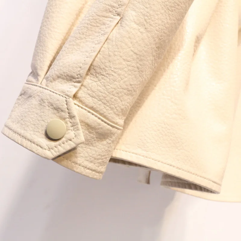 Windbreaker style slimming leather coat 2023 autumn clothes new lace-up temperament leather jacket