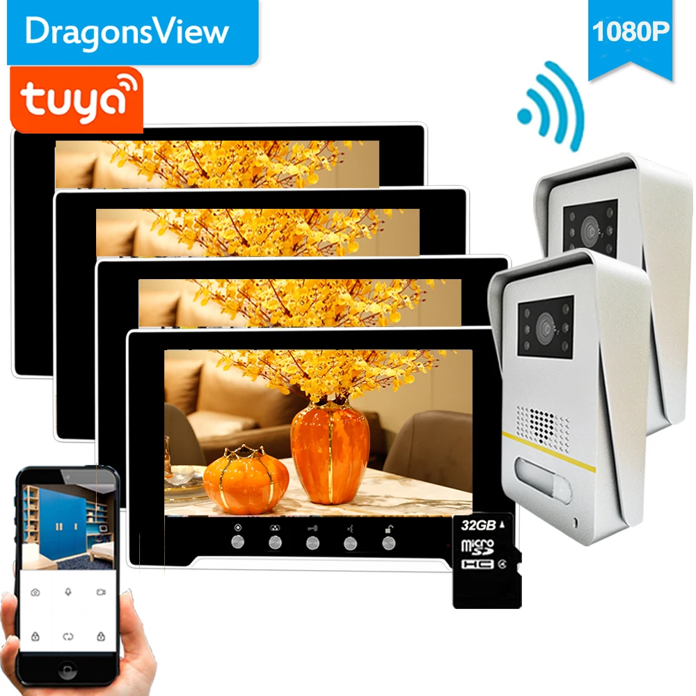 

Видеодомофон Dragonsview с сенсорным экраном 7 дюймов, Wi-Fi, 1080P