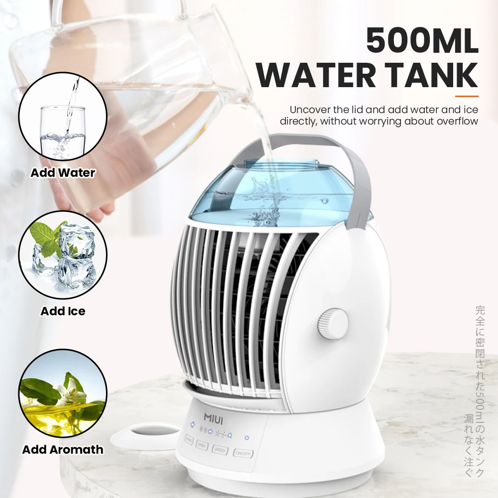 

Portable Mini Air Conditioning Desktop USB Air Cooler Fan Humidifier Water Cooled Air Cooling Fan For Office Bedroom 500ml Water