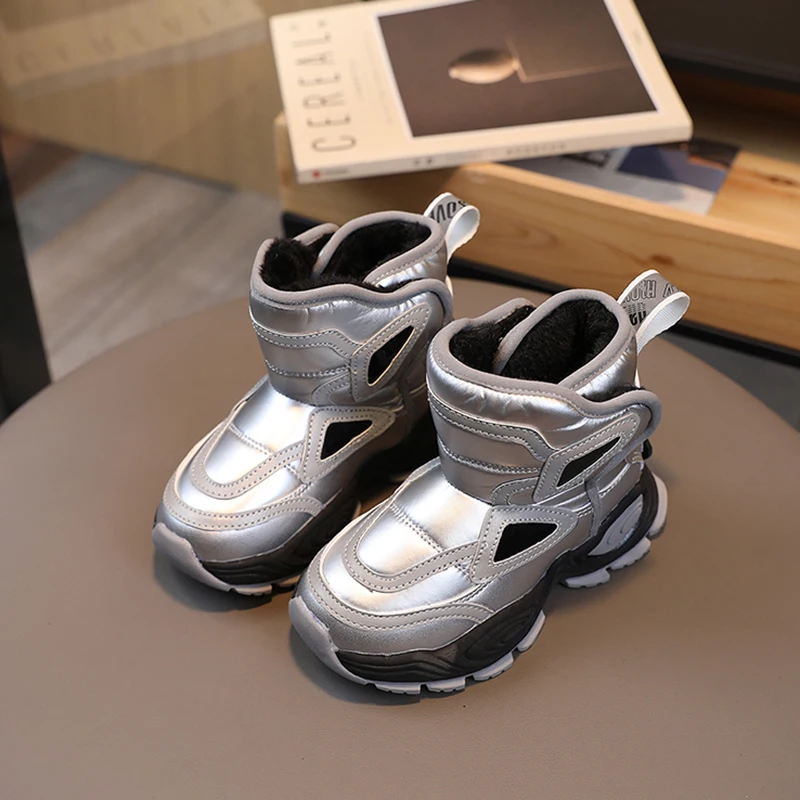 

2022 New Snow Boots Kids Outdoor With Fur Children Shoes Anti-Slip Skiing Boots Girls Plus Velvet Snow Shoes Boy