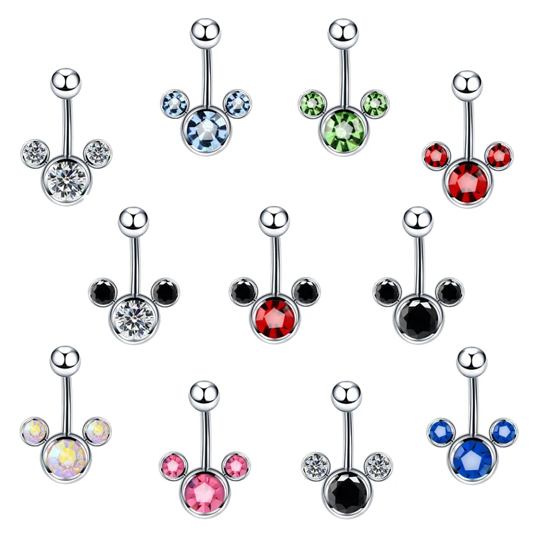 

1PC Belly Body Piercing Jewelry Surgical Steel Single Crystal Rhinestone Belly Button Rings Navel Piercings Ombligo Nombril