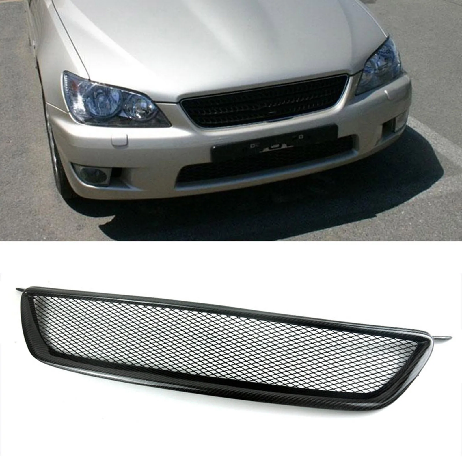 

Real Carbon Fiber Car Front Grille Racing Grill Upper Bumper Hood Air Vent Mesh Auto Kit Grid For Lexus Is200 Is300 1998-2005