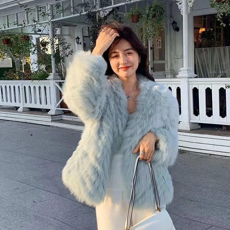 Faux Fur Teddy Outerwear Female Overcoat Jacket Winter Long Coat Womens Fashion Vintage Suit