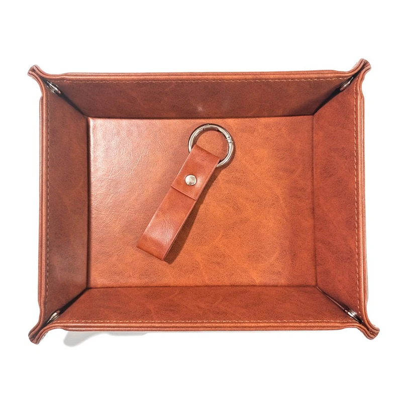 

Tray Desktop Storage Organiser Premium PU Leather For Remote Controller, Keys, Phone, Wallet
