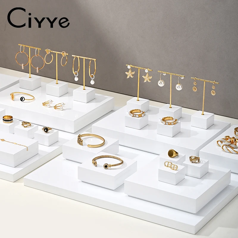 

Ciyye Luxury Block Jewelry Display Props for Shop Window Earrings Rings Bracelets Display Tray Fashion Jewelry Storage Show Rack