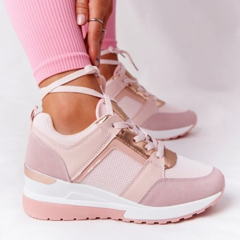 

Women Wedges Sneakers Lace-Up Breathable Sports Shoes for Women Casual Platform Shoes Female Footwear Ladies Vulcanized Shoes
