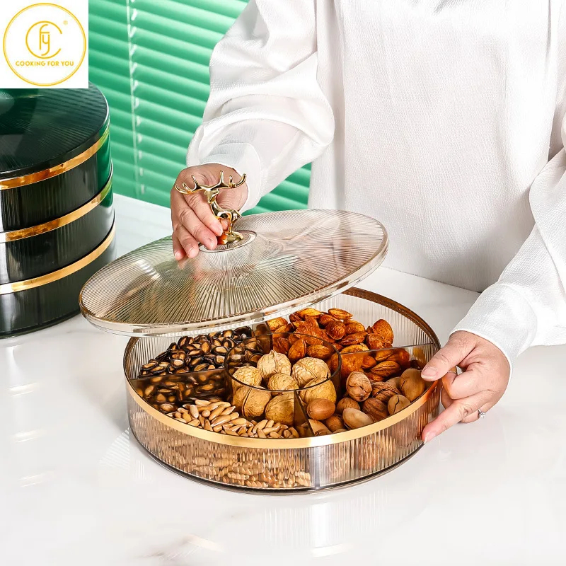 

Family Creative Multifunctional Plastic Round Storage Tray Kitchen Snack Fruit Food Candy Sundries Storage Boxes Home Organizer