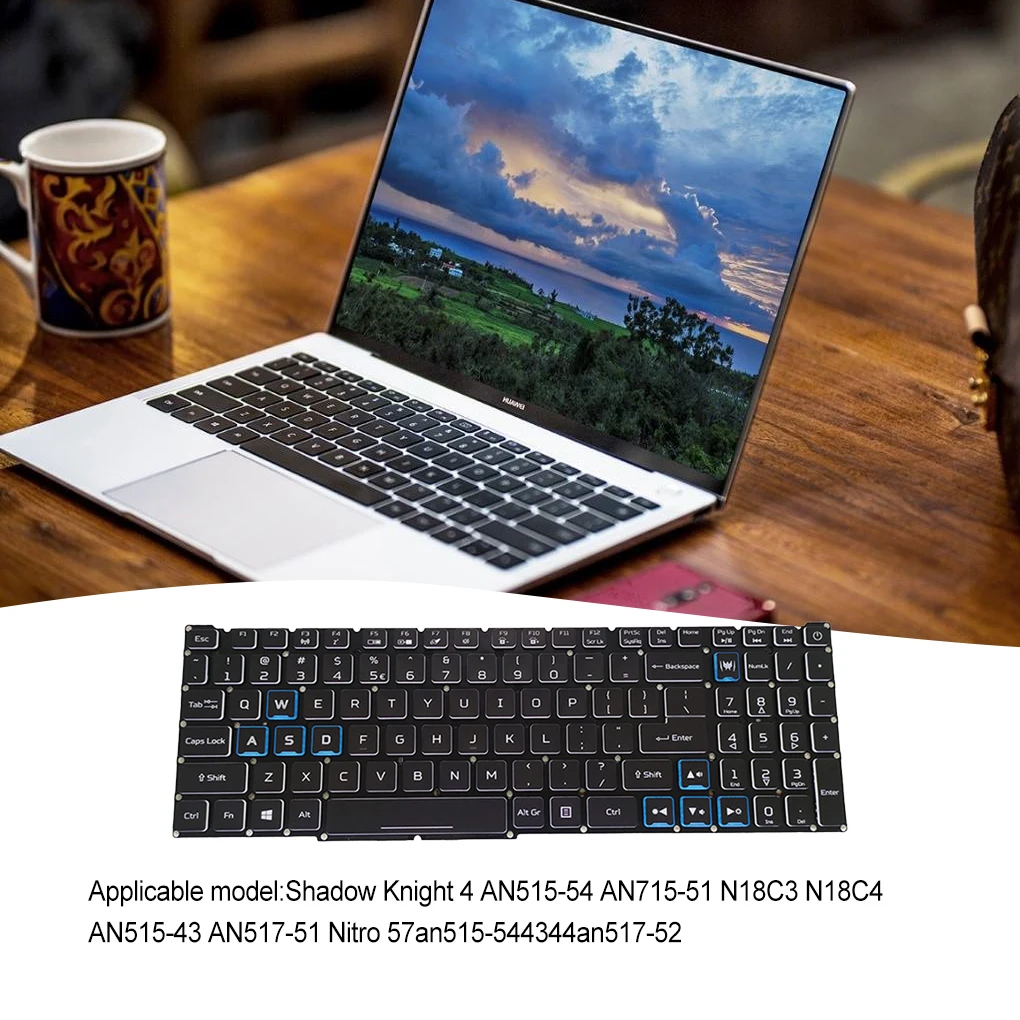 

Разноцветная клавиатура, противоскользящий аксессуар, RGB клавиатура, хорошо подходит для эффективной чувствительной замены для Acer Nitro AN515-54