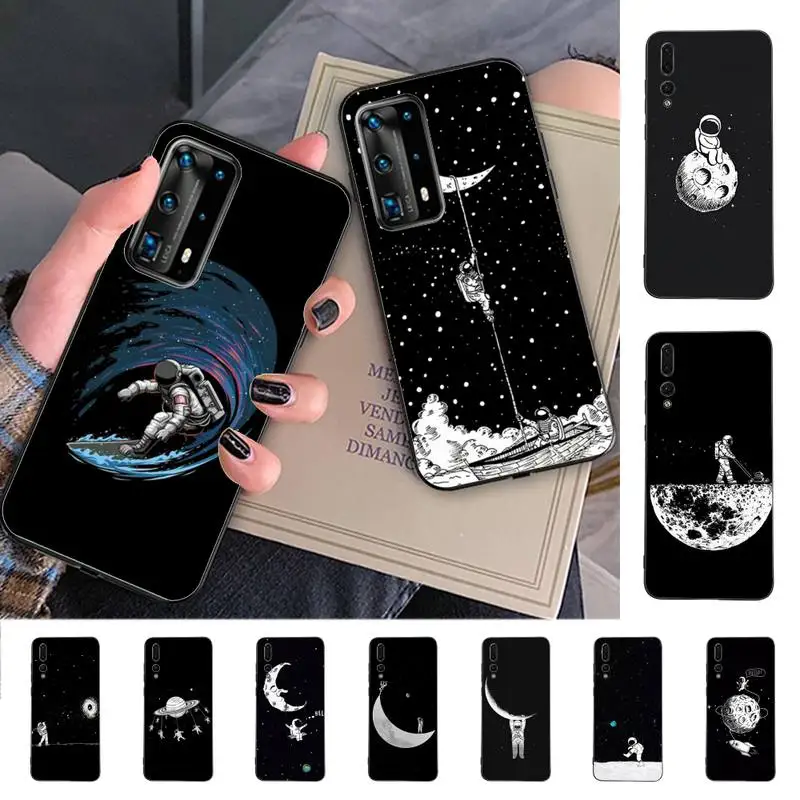 

Moon Astronaut Phone Case for Huawei P30 40 20 10 8 9 lite pro plus Psmart2019