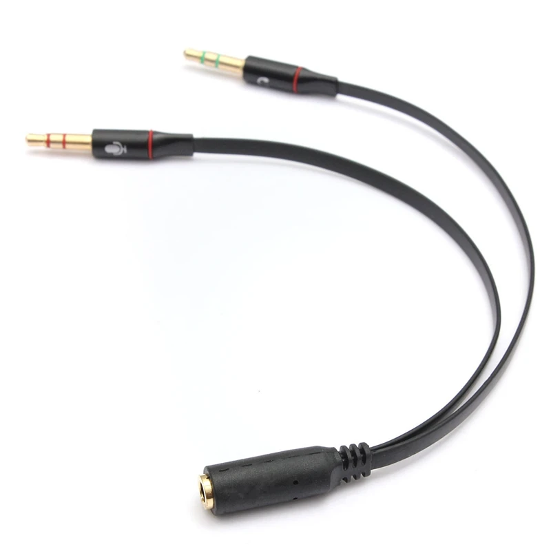 CYDZ Dual 3.5mm Male to Single Female Headphone Microphone Audio Splitter Cable for Cell Phone &amp Tablet Laptop Black Color |