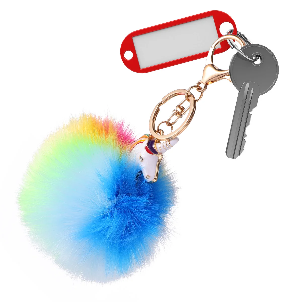 

Plush Keychain Bag Charms Handbags Ring Girl Ornaments Grab Gifts Women Decoration Colorful Unicorn Fur Ball Pendant