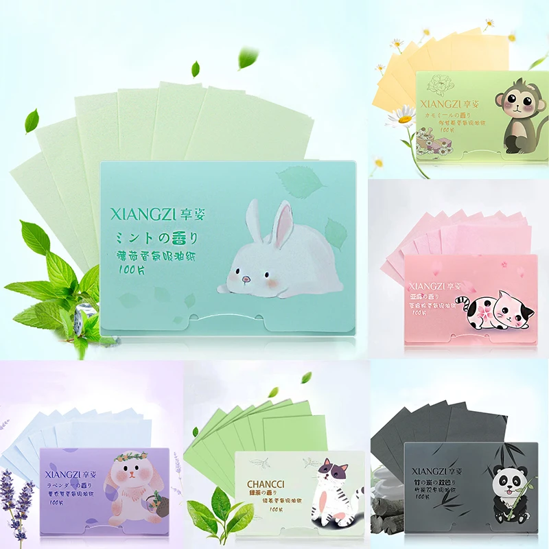 

100sheets/pack Green Tea Face Oil Blotting Sheets Paper Cleansing Face Wipes Oil Control Absorbent Paper Beauty Makeup Tools