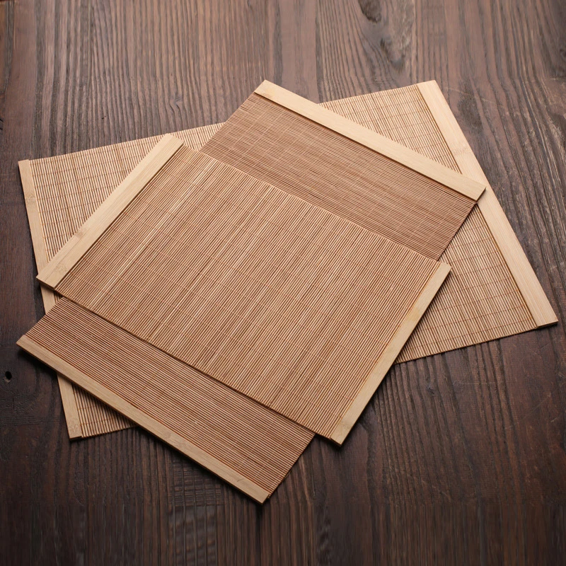 

Natural Bamboo Table Mat Tea Dining Hot Insulated Table Runner Japanese Style Natural Woven Placemat Coaster Cup Pad Accessories
