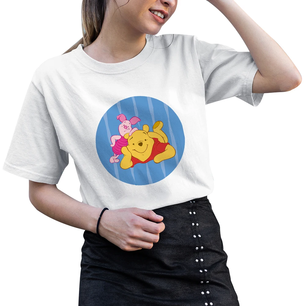 

Women Soft Girl Short Sleeve Beautiful Hip Hop Urbano 2022 Winnie the Pooh 2022 New Fashion Casual Clothing Disney Tshirts