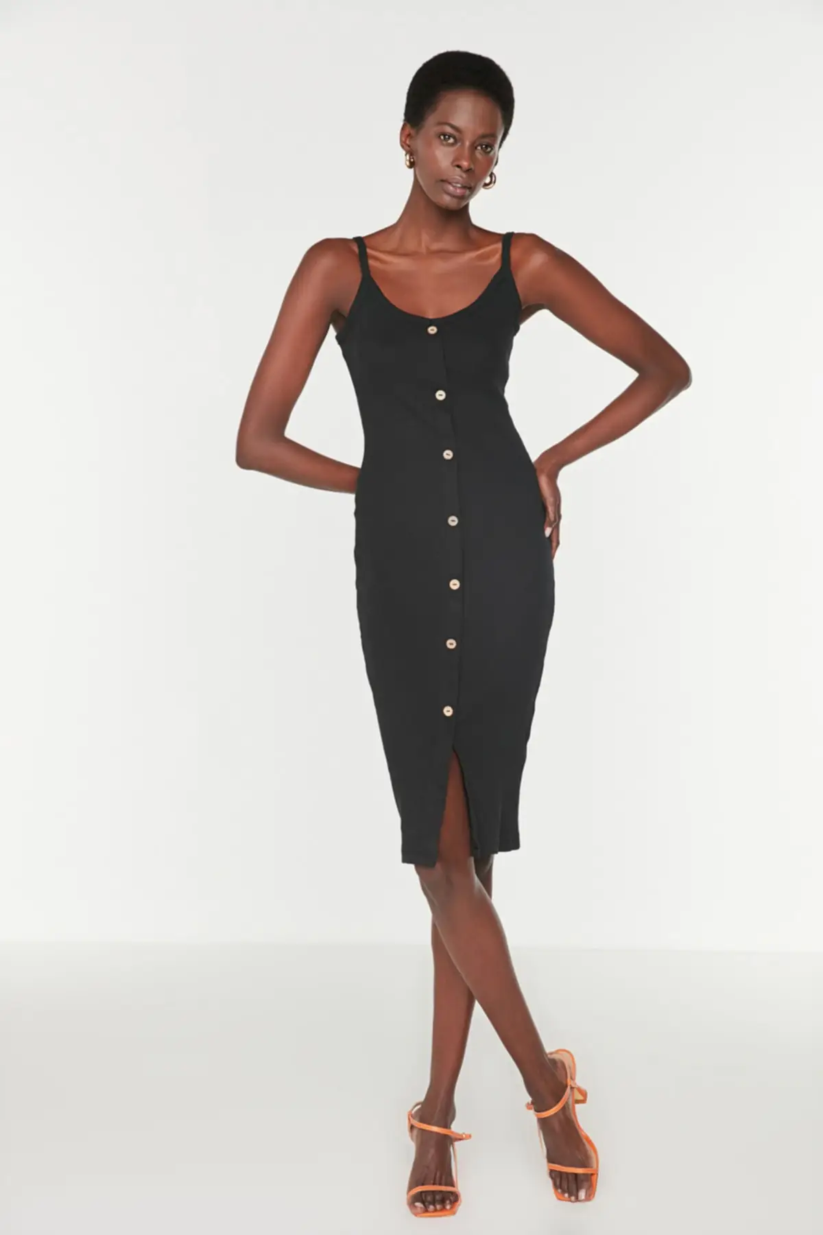

Women's Dress Black Button Midi ribbon Bodycon Knitted Summer Fashion Casual Short Sleeve Elegant Dress