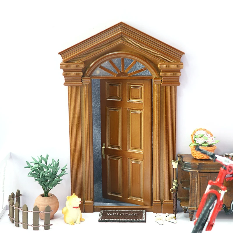 

1:12 Миниатюрный Европейский ретро кукольный домик, имитация двери виллы, модель мебели, декоративная игрушка, аксессуары для кукольного домика