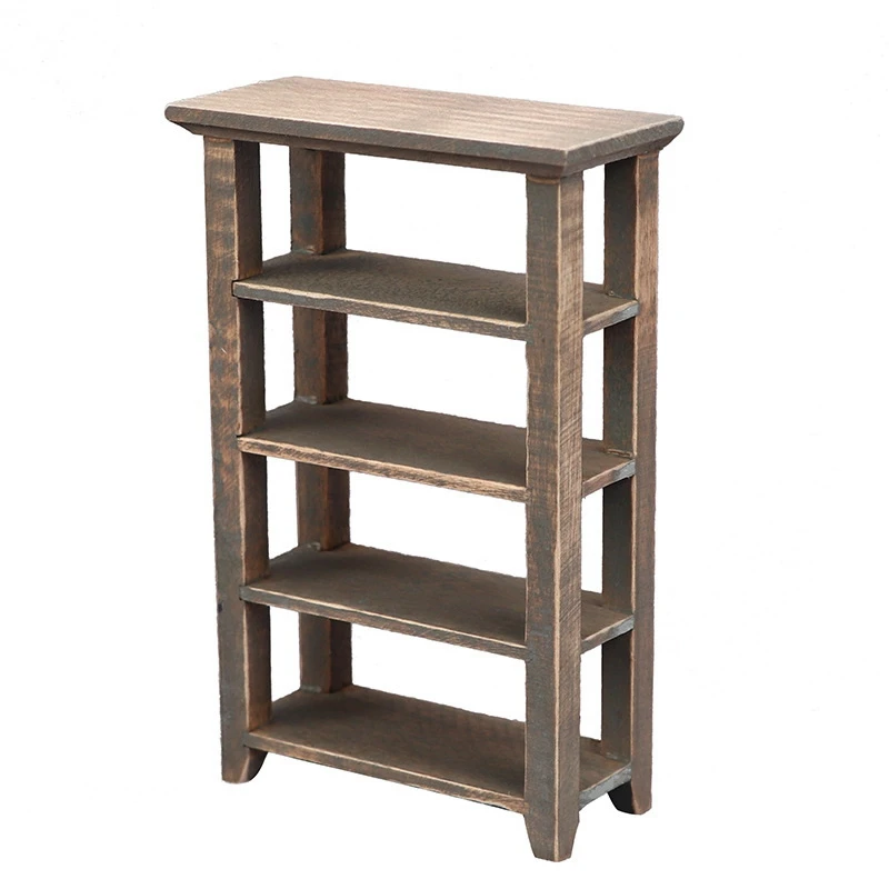 

1/12 Dollhouse Miniatures Wooden Flower Book Shelf Display Stand 1/12 Doll House Living Room Decor Accessory