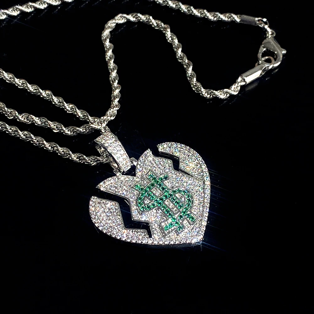 Huitan длинное ожерелье с подвеской в форме сердца для женщин/мужчин зеленым знаком
