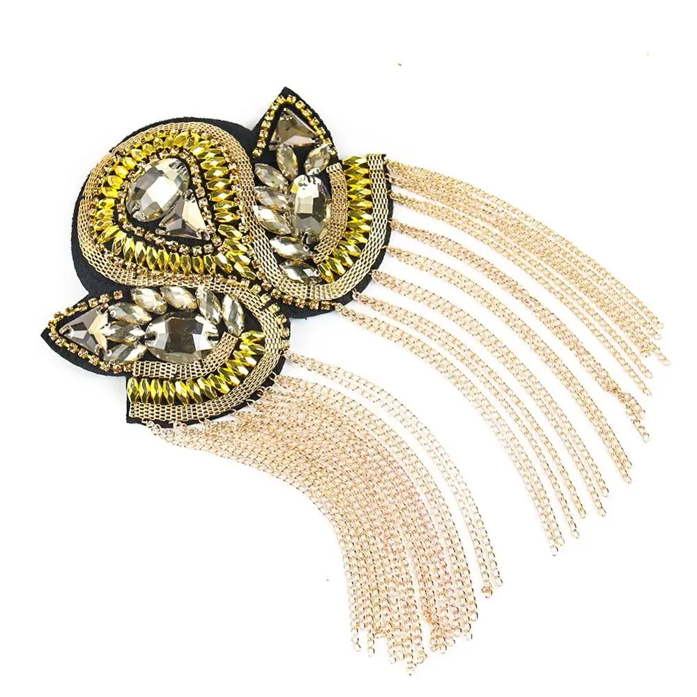 

New Bead Rhinestone Clothing Patch Chain Fringed Performance Stage Versatile Coat Tassel Epaulettes Sewing Diamond Craft