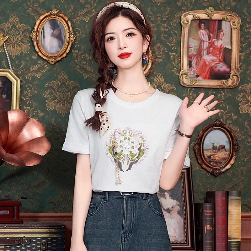 Летняя белая женская блузка с коротким рукавом рубашка модные женские блузки 2024