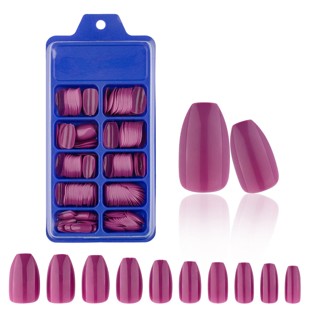 Глянцевые короткие накладные ногти 240 шт./коркор. акриловые телесного цвета