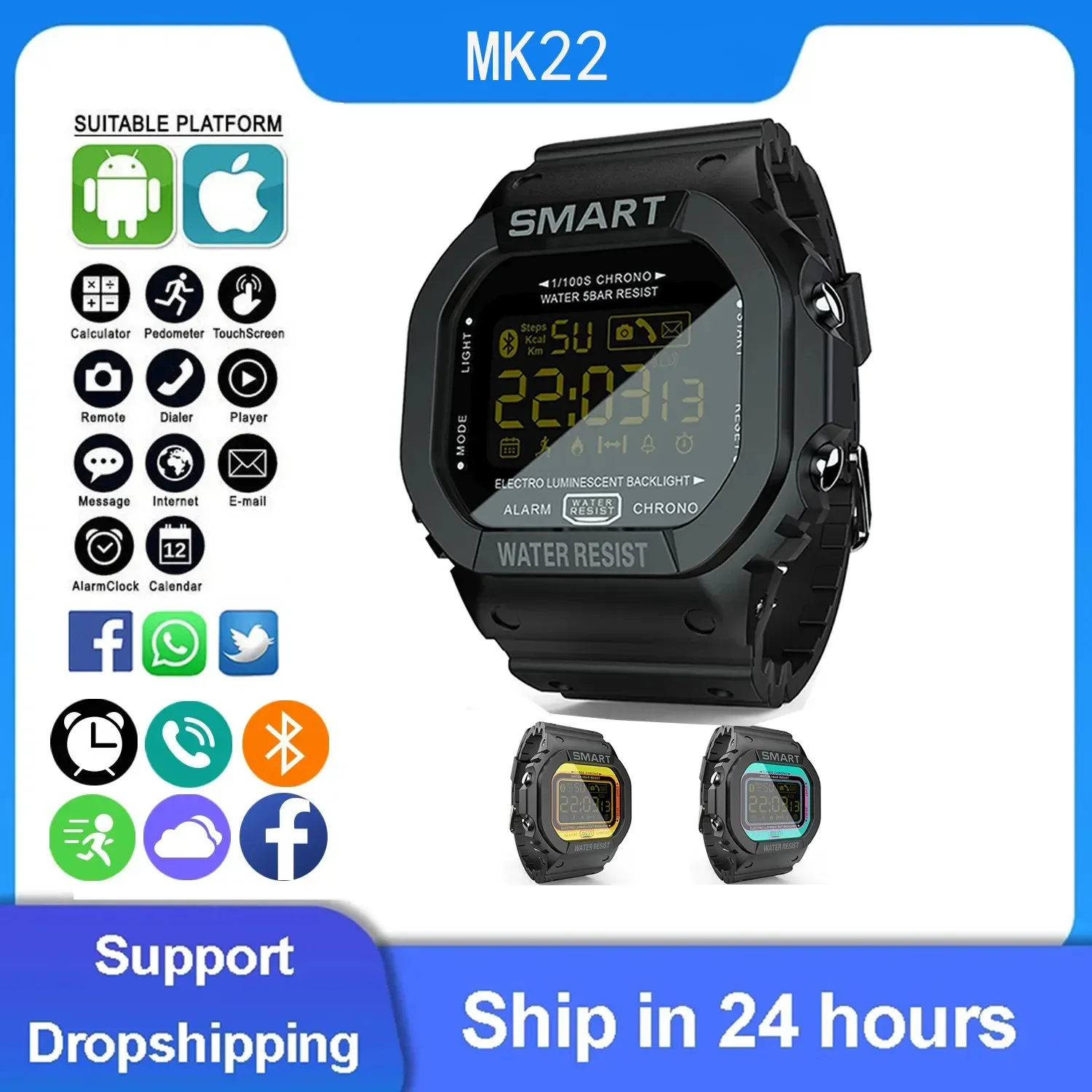 

Smart Watch Bluetooth Men Women Fitness Tracker Pedometer Reminder Clock Digital Bracelet BT Sport Waterproof Smartwatch